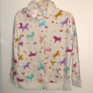 Unicorn Hoodie Adorable White w/ multicolor Accents Kids XL excellent condition